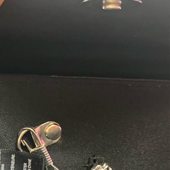 Ostrich Flap Envelope Bag Black Textured Vegan Leather Chain Strap Multiway - Picture 8 of 16